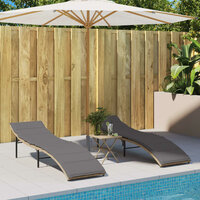 Ligbed met kussen 55x199x50 cm poly rattan beige 3