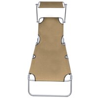 Ligbed met luifel inklapbaar staal taupe 2