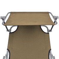 Ligbed met luifel inklapbaar staal taupe 5