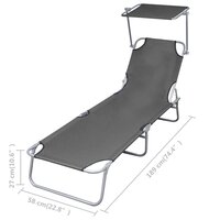 Ligbed inklapbaar met verstelbare rugleuning grijs 6