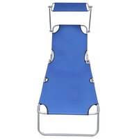 Ligbed inklapbaar met luifel aluminium blauw 3