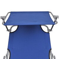 Ligbed inklapbaar met luifel aluminium blauw 6