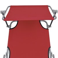Ligbed inklapbaar met luifel aluminium rood 6