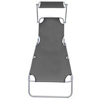 Ligbed inklapbaar met luifel aluminium grijs 3