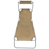 Ligbed inklapbaar met luifel aluminium taupe 2