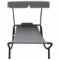 Loungebed met luifel en kussen grijs 3