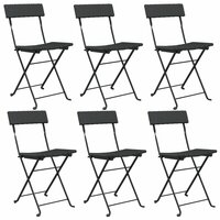 Bistrostoelen 6 st inklapbaar poly rattan en staal zwart 2