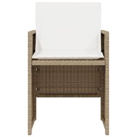 3-delige Bistroset met kussens poly rattan beige 5