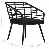3-delige Bistroset poly rattan zwart 8