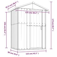 Tuinschuur 126x97,5x177 cm gegalvaniseerd staal antracietkleur 8