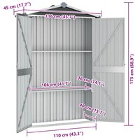 Tuinschuur 116x45x175 cm gegalvaniseerd staal grijs 8