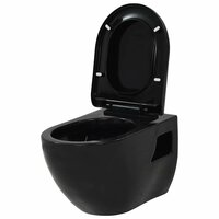 Hangend toilet met verborgen stortbak keramiek zwart 4