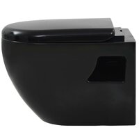 Hangend toilet met verborgen stortbak keramiek zwart 6