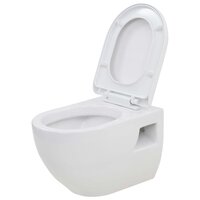 Hangend toilet met hoge verbogen stortbak keramiek 4