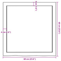Wastafelblad 60x60x(2-6) cm onbehandeld massief hout 9