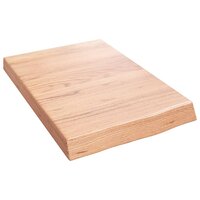 Wastafelblad 40x60x(2-6) cm behandeld massief hout lichtbruin 2