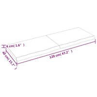 Wastafelblad 120x40x(2-4) cm behandeld massief hout lichtbruin 9