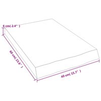 Wastafelblad 40x60x(2-6) cm behandeld massief hout donkerbruin 8