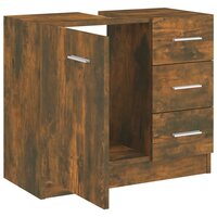 Wastafelkast 63x30x54 cm bewerkt hout gerookt eikenkleurig 4