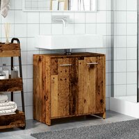 Wastafelkast 60x33x60 cm bewerkt hout oud houtkleurig 3