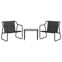 3-delige Loungeset met kussens staal antracietkleurig 3
