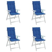 Tuinstoelkussens 4 st hoge rug 120x50x3 cm stof koningsblauw 4