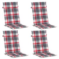 Tuinstoelkussens 4 st 120x50x3 cm stof ruitpatroon rood 3