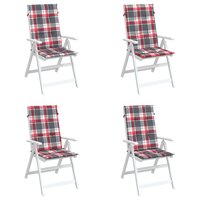 Tuinstoelkussens 4 st 120x50x3 cm stof ruitpatroon rood 4