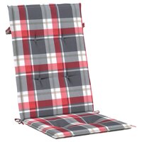 Tuinstoelkussens 4 st 120x50x3 cm stof ruitpatroon rood 5