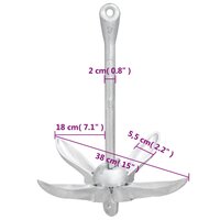 Anker inklapbaar 4 kg thermisch verzinkt gietijzer zilver 9