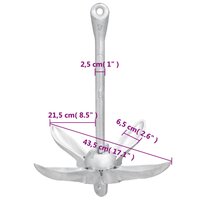 Anker inklapbaar 6 kg thermisch verzinkt gietijzer zilver 9