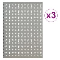 Gaatjespaneel wandgemonteerd 3 st 40x58 cm staal 3
