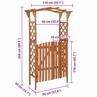 Pergola met poort 116x40x204 cm massief vurenhout 6