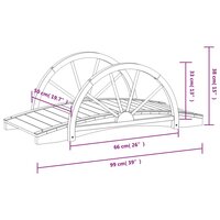 Tuinbrug met half wiel 99x50x38 cm massief vurenhout 6