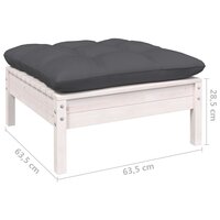 Tuinvoetenbank met antracietkleurig kussen grenenhout wit 5