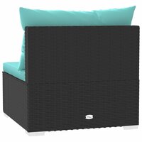 Tuinmiddenbank met kussens poly rattan zwart 5