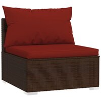 Tuinmiddenbank met kussens poly rattan bruin 2