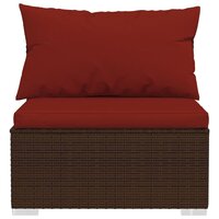 Tuinmiddenbank met kussens poly rattan bruin 4