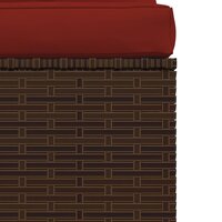 Tuinmiddenbank met kussens poly rattan bruin 6