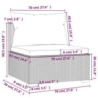 Tuinmiddenbank met kussens poly rattan bruin 7