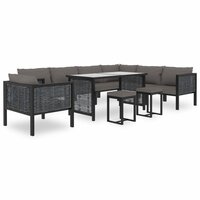 Hoekbank sectioneel met linkerarmleuning poly rattan antraciet 9