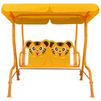 Kinderschommelbank 115x75x110 cm stof geel 2