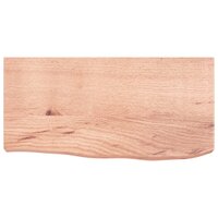Wastafelblad 60x30x(2-6) cm behandeld massief hout lichtbruin 3