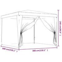 Partytent met 4 mesh zijwanden 3x3 m HDPE blauw 7