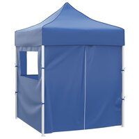 Partytent met 4 zijwanden inklapbaar 2x2 m staal blauw 3