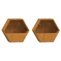 Plantenbakken wandmontage 2 st 30x10x25 cm cortenstaal roestig 2