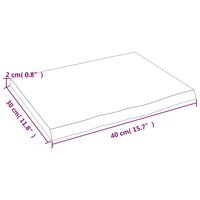 Wastafelblad 40x30x2 cm behandeld massief hout donkerbruin 6