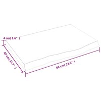Wastafelblad 60x40x(2-4) cm behandeld massief hout donkerbruin 8