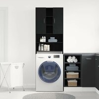Wasmachinekast 64x25,5x190 cm zwart eikenkleur 3