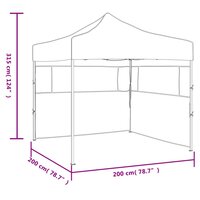 Partytent met 2 zijwanden inklapbaar 2x2 m staal antraciet 9